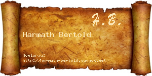 Harmath Bertold névjegykártya